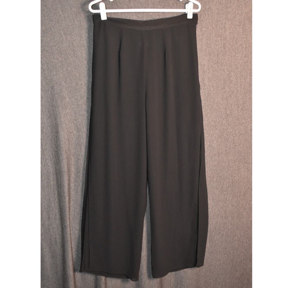 R&M Richards Women's 12p Petite Sheer Flow Pants Black Boho Usa Made
